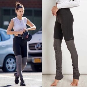 ALO Goddess Leggings Black  Legging with Gray Top Cinched Shirred Leg M